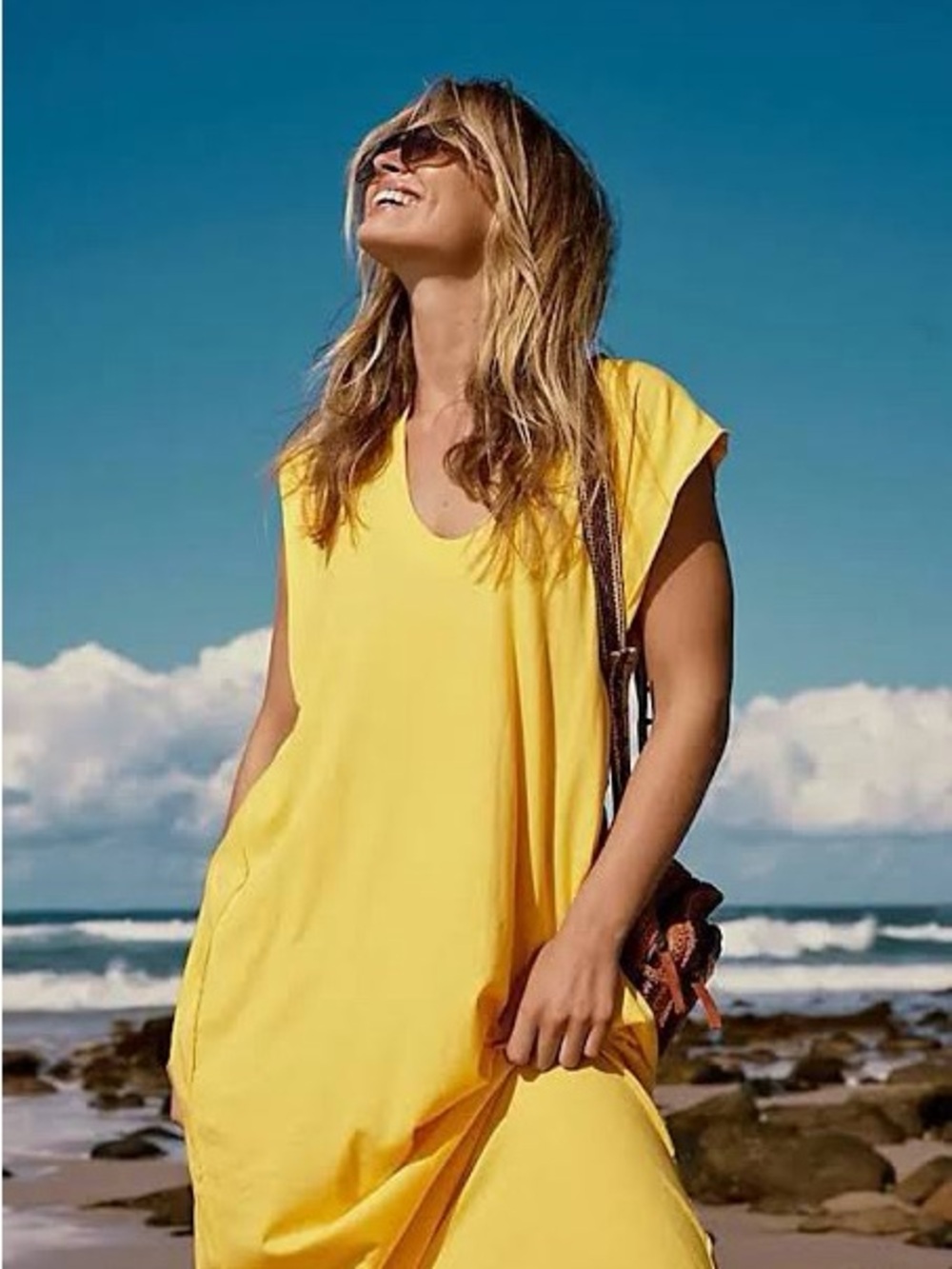 Free People Sunny Yellow Carta Midi Dress